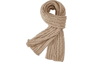 heekpek Bufanda Mujer Invierno Cálidas Largas de Punto Trenzado Bufandas Cuello Grande, 200cm x 30cm