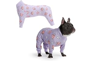 Spark Paws Dog Pyjama, Ultra-Soft and 4-Way Stretch, Recovery-Suit PJ Onesie for Small, Medium and Large Breeds - When Pigs Fly - Purple - XL