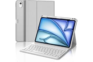 ‎JADEMALL JADEMALL Für iPad Air 11 Zoll Hülle mit Tastatur Kompatibel 2024 M2/2025 M3 (A2902/A2904/A2903/A3266/A3270) – Abnehmbare Bluetooth Tastatur, Stifthalter, Leichtgewicht, QWERTZ-Layout, Hellgrau