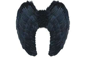 Yummy Bee Angel Fairy Wings Costume Fancy Dress Large 60 x 40 Black White Red Deluxe Real Feathers (Black)