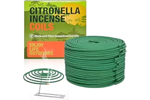 HERBTALE Citronella Coil, Citronella Incense Coils Outdoor Patio - Perfect For BackYards Camping (Contains 48 coils & 2 Stands)