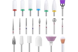 MelodySusie Ensemble 21 pièces d'Embouts pour Ponceuse Ongles Professionnels 3/32'' Céramique Diamant Carbure, Kit Outils Ongles Acrylique/Gel (21pcs)