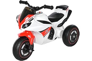 HOMCOM Kids Ride-On Police Bike 3-Wheel Vehicle w/Music Lights Safe Seat Handlebars Toddler NO POWER Child Learning Fun Development 18-36 Months White