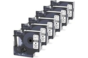Nastro per Etichette Wonfoucs Compatibile con Dymo 45013 D1 12mm x 7m Nero su Bianco S0720530 Compatibile con Dymo LabelManager 160 210D 260P 280 300 350 400 260P, confezione da 6