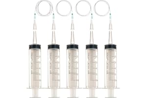 LMYKH Cilindro in plastica grande da 60 ml con tubo per laboratori scientifici, irrigazione giardino, industria (5, 60 ml).