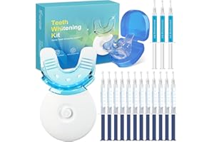 QUNLER Teeth Whitening Kit - LED Light: Teeth Whitening Kits Tooth Whitener Dental Tools with Mouth Tray, 12 Teeth Whitening Gels, 3 Desensitizing Gels and Storage Case for Achieving a Bright White Smile