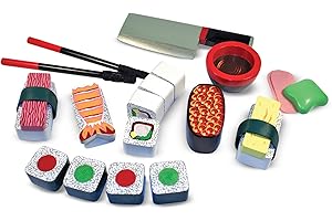 Melissa & Doug Wooden Sushi Slicing Playset, Pretend Play Food Toy for Boys and Girls Ages 3+