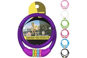 Ainiv 4-Digit Password Bicycle Lock, 65cm Portable Anti Theft Bike Lock, Resettable Combinations 4 Digits Codes Lock for Bike, Motorbike, Scooter, Skateboard, Gate, Fence (Purple)