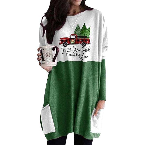 Produktbild von Générique Weihnachts-Sweatshirt Für Damen Und Mädchen, Mit Schriftzug "Frohe Weihnachten", Schneeflocken Und Weingläser, Bedruckt Mit Langen Ärmeln