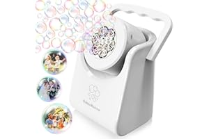 WEILIM Bubble Machine for Kids Automatic Bubble Blower for Toddlers Rechargeable Battery Operated Portable Bubble Maker for Little Boys Girls Fun Electric Bubble Toy Rotated 90°/360° Party (Portable White)
