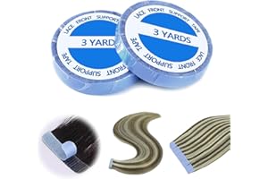 LYJOW Cinta Adhesiva de Doble Cara para Peluca 2 rollo 0,8 * 3 yardas Cinta de Extensión de Pelo Cinta de Soporte Delantera Fuerte para extensiones de pelo humano peluca Toupee y cartucho