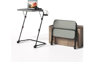MEUBLE COSY Escritorio Plegable Mesa Auxiliar con Altura Ajustable Sin Montaje para Ordenador Sofá Ahorro de Espacio Bandeja Cama Mesita Soportes de Regazo en Forma de Z, Gris