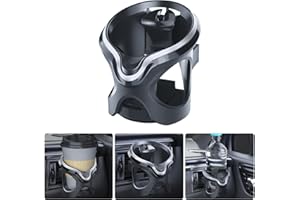 TAWVEML Adjustable Car Cup Holder, Universal Air Vent Drink Holder for Car With 2 Pairs Ventile Clips for Most Cars, Max. Ø76mm, Car Drink Holder for Water Coffee Juice Bottle Stand (Silver Grey)