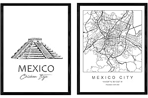 Nacnic Affiches Pack Mexique - Chichen Itza. Feuilles avec Les Monuments des Villes. Format A3