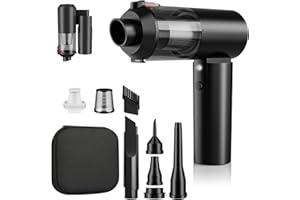 JUGVOLX Aspirateur à Main 2 en 1 Mini Aspirateur Voiture, 9kPA Aspirateur Pliable sans Fil, Souffleur Air Comprimé pour Le Nettoyage de Voiture ET de PC