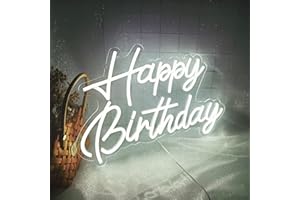 FESPCJ Feliz cumpleaños Señal de neón blanco reutilizable led luz nocturna de neón Decoraciones de la fiesta de cumpleaños USB operado decorativo para la del dormitorio de la fiesta de fondo 5v, 16.5 ""*11"