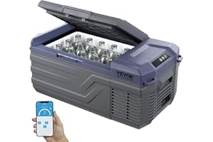 VEVOR Frigorifero per Auto, Congelatore Portatile Zona Singola 15 L 12 Volt, Gamma Regolabile da -20~20 ℃, Dispositivo di Raffreddamento a Compressore 12/24 V CC e 100-240 V CA per Campeggio Camper