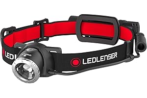 Ledlenser H8R Rechargeable Head Torch LED, 18650 Battery, 600 Lumens Super Bright Headlamp, with Red Rear Light, USB Charging, Focusable, Ideal Work Torch, Camping Equipment or Fishing Accessories