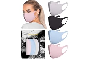 KARIZMA Styling Essentials Cloth Face Mask for Women Pack. 4 Buttery Soft Masks Washable Fabric. (Classic) Pink, Soft Grey, Blue and Black Face Mask Reusable.