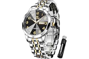 OLEVS Herrenuhren Gold Silber Business-Kleid Luxus-Armbanduhr Luminous Leicht zu lesen wasserdichte Edelstahluhr für Männer