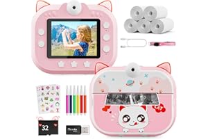 VAYOTOY Macchina Fotografica Bambini Istantanea, 1080P 48MP Videocamera per Ragazze, Ragazzi di età Compresa tra 3 e 12 Anni, Fotocamereper Bambini Regali di Natale e Compleanno