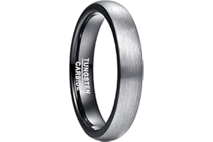 GALANI 4mm Silver Men/Women Tungsten Carbide Ring for Wedding Propose Engagement Promise Domed Style Comfort Fit Size J 1/2-Y