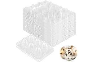 NAMYEUT 50 Stück Wachteleierschachteln 6er Plastik, 6 Gitter Kunststoff Wachtelei Kartons PVC Eierhalter, Transparente Eierschachteln mit Deckel für Wachteleier verpackung