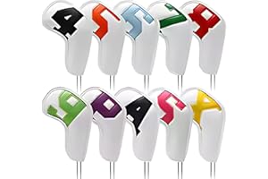 OMANA Lot de 10 housses de tête de fer de golf – Housses de club de golf en cuir synthétique durable avec étiquettes de chiffres et de lettres (4–9, A, S, P, X) – Protection imperméable pour fers de golf