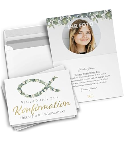 Konfirmation Einladungskarten Vintage - Personalisierte Eintrittskarten DIN Lang