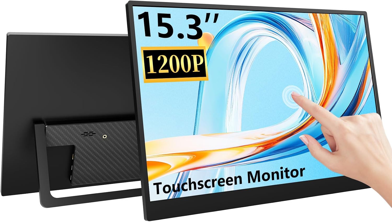 Showscren 15.3 Inch Portable Touchscreen Monitor, 1920x1200 FHD External Second Screen, USB C HDMI Plug & Play Travel Monitor for Laptop, PS5, Xbox, Smartphone & Gaming