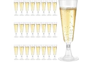 Leiptes 25 Flute da Champagne in Plastica 150ml Bicchierini per Champagne Calici da Vino Riutilizzabili Calice Trasparente Tazze di Plastica per Feste, Matrimoni, Natale, Capodanno