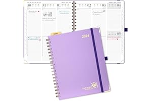 POPRUN Agenda 2024 Semana Vista Vertical Premium con Tapa Dura 25,5 x 20,5 cm, Planificador 2024 B5 - Vertical Diario Calendario - Tapa Dura - 100 gsm Papel Certificado FSC®, Violet Claro