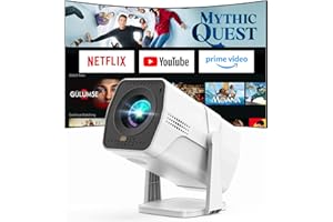 PYIER Beamer Kompatibel mit Netflix, Mini Smart Projektor mit WiFi Bluetooth 1080P Full HD, Elektrischer Focus & Automatische Trapezkorrektur, 270° Drehbar Heimkino Beamer Klein, Automatische App-Updates