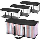 QWORK&reg; Pack of 4 DVD Storage Bags, Space for 160 DVDs, CDs, Video Games, Transparent PVC and Polyester Fabric, with Zip and R