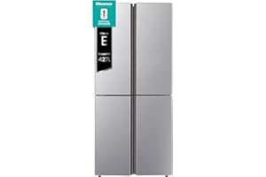 Hisense MQ79426SE Frigorifero Americano Quattro Porte, Grande capacità 427 litri, Finitura Argento, Total No Frost, Classe E, Illuminazione LED, Sistema Multi Air Flow, Holiday mode