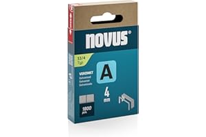 NOVUS TOOLS Agrafes en fil fin 4 mm de type 53, 1800 pièces, agrafes galvanisée pour tissus, cuir, capitonnage ou moquettes