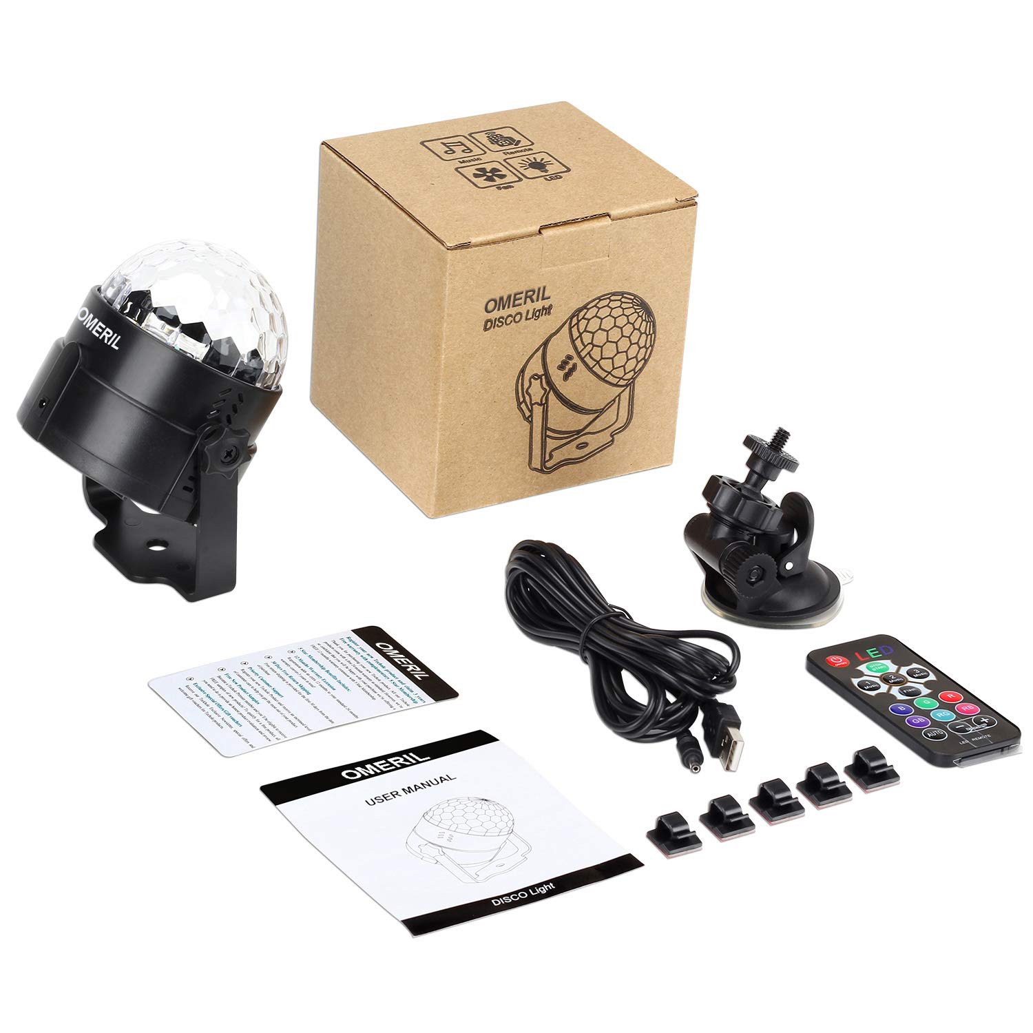 Boule-Disco-de-Commande-Vocale-OMERIL-7-Couleurs-Boule--Facette-avec-Tlcommande-et-Cble-USB-4M-Jeux-de-Lumiere-Lampe-de-Scne-Contrle-Automatique-Lampe-Disco-pour-FteNolBarClubDJ