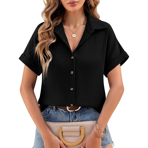 Chemisier Femme 100% Coton Manches Longues - Col Boutonné Classique | Taille S à XXL | Confortable Et Polyvalent