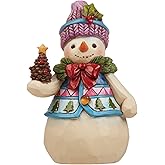 Enesco Jim Shore Heartwood Creek Pint-Size Snowman with Pinecone Stone Resin Figurine, 4.75"