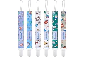 Smlpuame Attaché Tétine pour Bébé - Lot de 6 Pièces, Attache Sucette Multicolore, Accroche Tétine pour Bébé Garçon et Fille(Bébé)