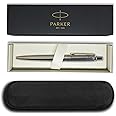 Parker Jotter Stainless Steel Gold Trim Ball Pen - FREE ENGRAVING + LEATHER PEN SLIP