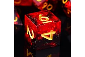 ORUZA 7 PCS Polyhedral DND Dice Resin Sharp Edge D&D Dice Set for Dungeons and Dragons RPG MTG Table Role Playing Games Die D20 D12 D10 D8 D6 D4 D%