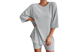 OZHENXIANGZH Set Damen Casual Anzug Einfarbig Sommer Shorts und Tops Zweiteilige Sets Sportanzüge Hosenanzug Set Frauen Zweiteiler Yoga Outfit Sommer Zweiteiler für Damen Sommer Outfits Damen Set Streetwear