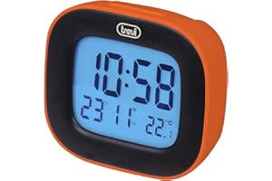 Trevi SLD 3875 - Reloj Digital con Pantalla LCD, Despertador, termómetro, Calendario y función de repetición, Naranja