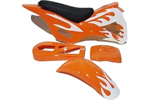 ORANGE IMPORTS FMD05 Orange/White Mini Dirt Bike Fairing Kit 5 Part Set with Seat