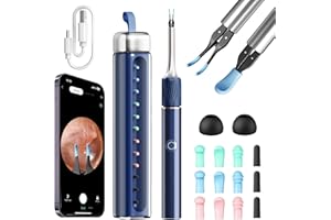 ‎QIMIC Ohrenschmalz Entferner, Qimic WiFi Ohrenreiniger mit Pinzetten & 12 Ohrenlöffeln, 1080P HD Ohr Kamera mit 4LEDs für iPhone, iPad und Android-Smartphones