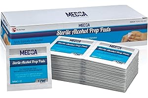 MEDCA Salviettine per bevande alcoliche - Pad sterili per la preparazione dell'alcool, tamponi antisettici per tamponi disinfettanti, cotone a 2 strati 70% isopropilico in confezione singola da 500 pezzi
