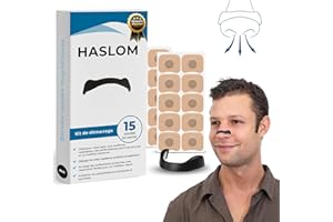 Haslom® bande nasale magnétique Premium, ecarteur nasal, Améliore la Respiration et l’Oxygénation, Anti-Ronflement, Adhérence Maximale pour Sport et Sommeil – Pack 15 Jours (Noir)
