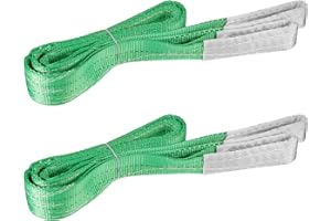 UESLWSER Heavy Duty Lifting Sling Strap 2 Pcs Cargo Lifting Sling 2M Polyester Webbing Slings Web Lift Slings Cargo Tow Strap Recovery Tow Straps Max Strength 4409lbs,Flat Loop For Hoisting,Pulling(2T)