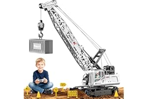Cheffery Ferngesteuert Kran Spielzeug, 1:16 RC Kran mit 13 Kanälen, 2,4G Kranspielzeug mit Lichter Sprühnebel Realistische Soundeffekte, Großer Kräne Baufahrzeuge Geschenke für Kinder 6+ Jahre (Weiß)